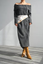 Avenor Ribbed Off-Shoulder Knit Maxi Dress