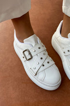 Zımba ve Toka Detaylı Kadın Platform Sneaker - Siyah