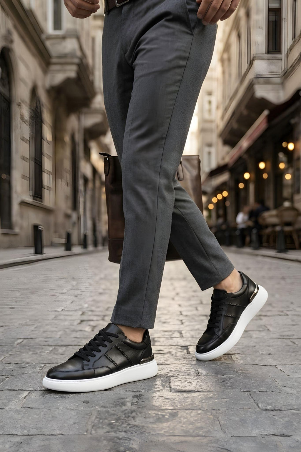 Siyah %100 Hakiki Deri Ultra Hafif Eva Taban Sneaker