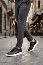 Siyah %100 Hakiki Deri Ultra Hafif Eva Taban Sneaker