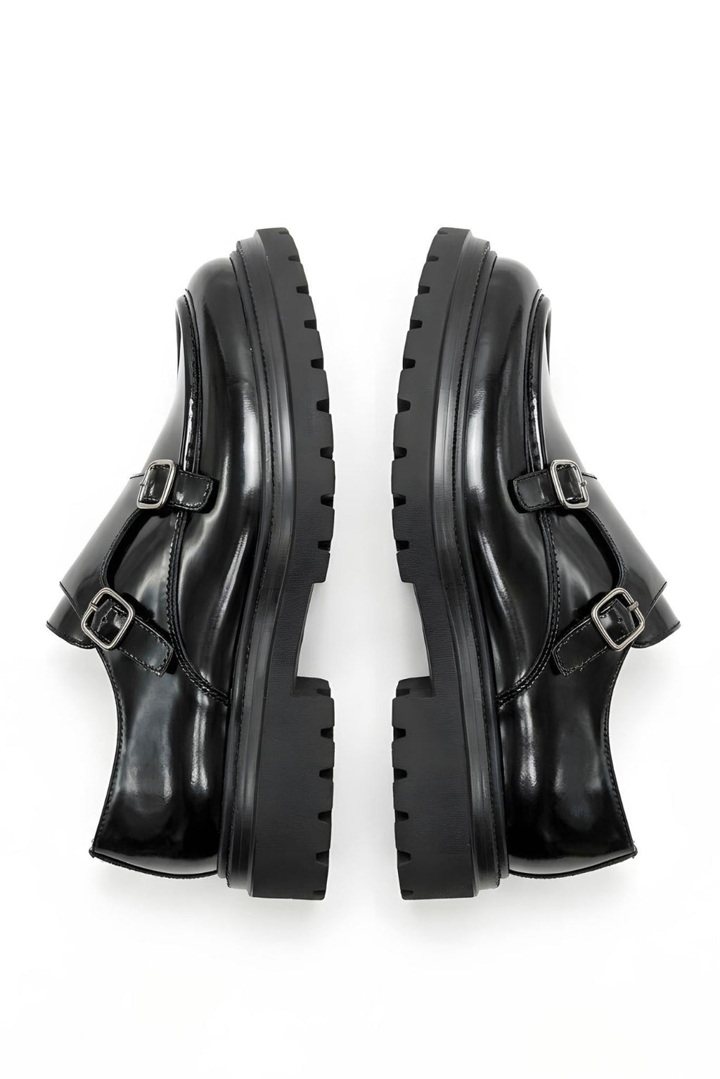 Black Patina Leather Double Monk Strap