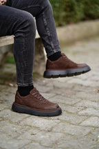 Moreno Kahverengi %100 Hakiki Nubuk Deri 4 CM Eva Taban Sneaker