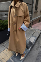 Sable Contrast Panel Trench Coat – Camel