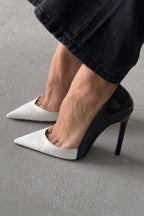 Charlotte Monochrome Pointed-Toe Stiletto Pumps – Black & White | 12 CM Heel