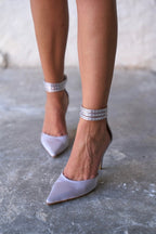 Madrid – Crystal Ankle Satin Heels – Black