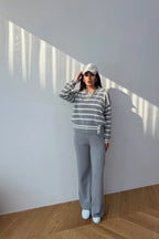 Blythe Striped Polo Knit Two-Piece Set