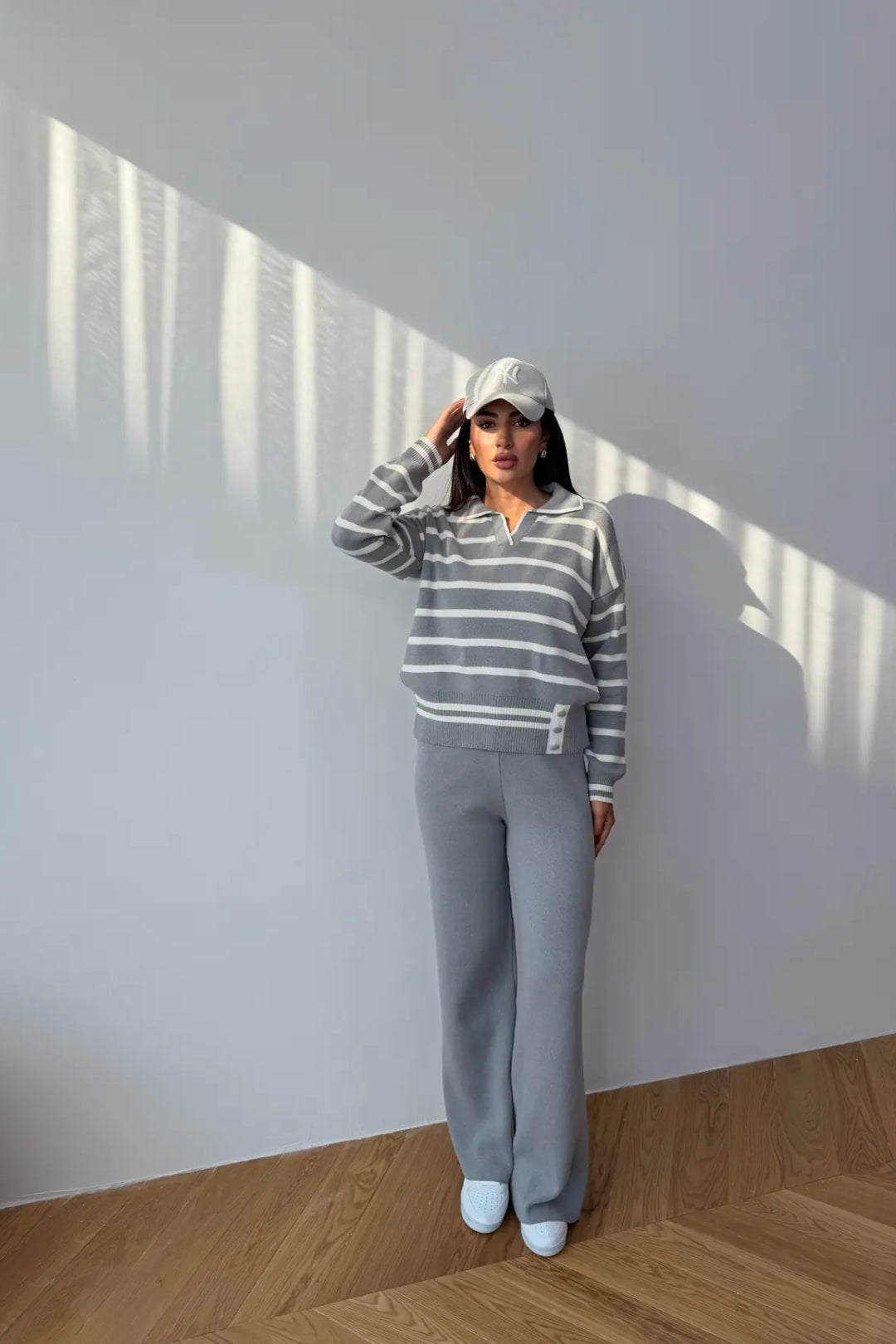 Blythe Striped Polo Knit Two-Piece Set