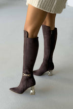 Norevia Buckle-Detail Knee-High Boots – Brown