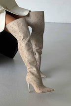 Zavielle Over-the-Knee Stiletto Boots – Metallic Silver