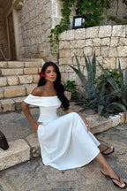 Siena Off-Shoulder Flare Dress – White