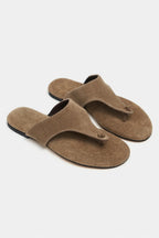 Ravello Handcrafted Genuine Leather Toe-Ring Sandals — Red Suede