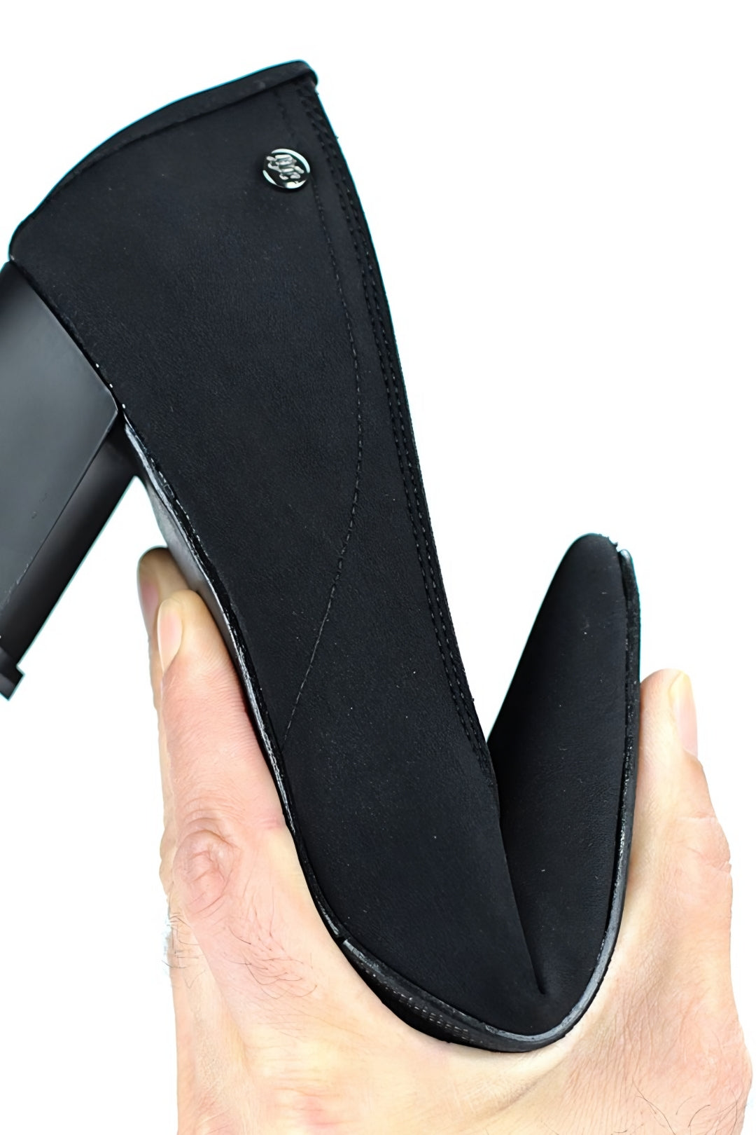 Benedita Esnek Yumuşak Kaymaz Taban (4 cm) Köşe Fiyonklu Kadın Kalın Topuklu Ayakkabı – Siyah Süet