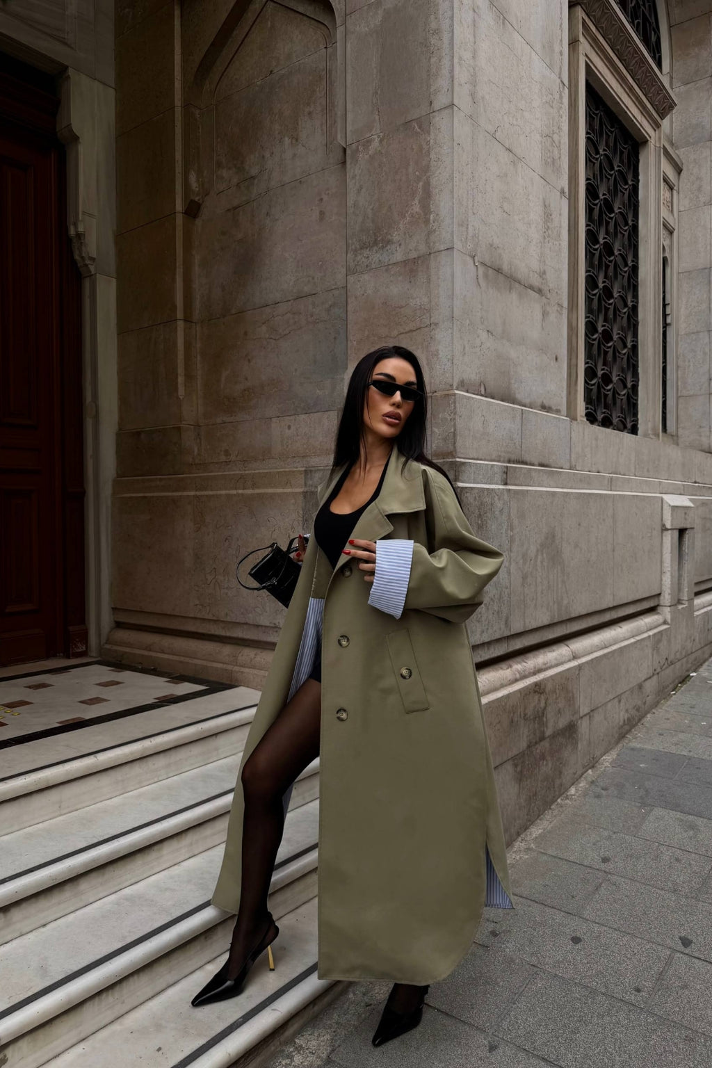 Sable Contrast Panel Trench Coat – Camel