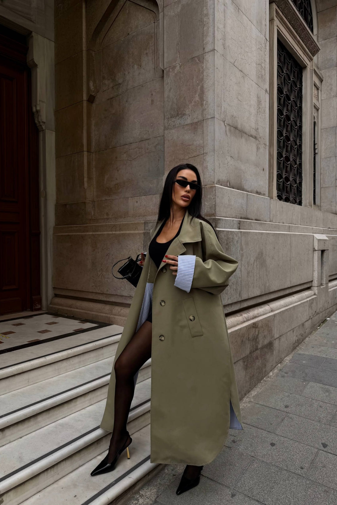 Sable Contrast Panel Trench Coat – Camel