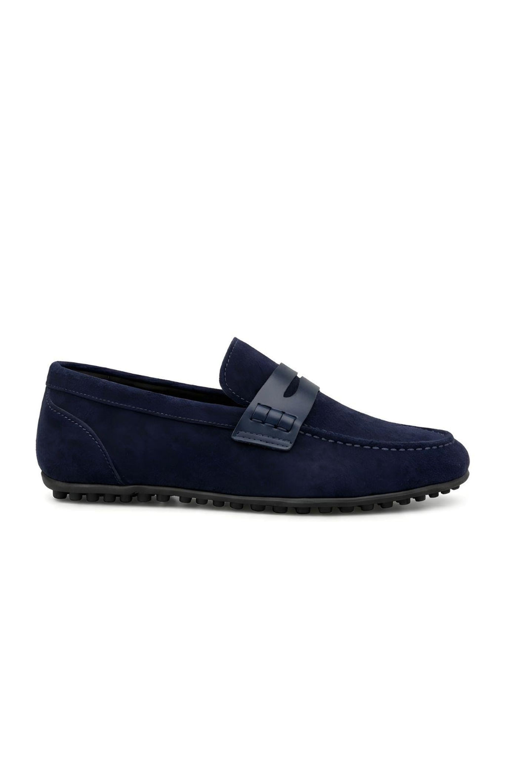 Navy Genuine Suede Ultra Flexible Rubber Sole Loafer