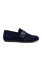 Navy Genuine Suede Ultra Flexible Rubber Sole Loafer