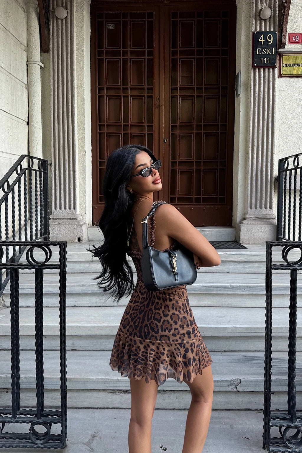 Mia Leopard Patterned Mini Tulle Dress