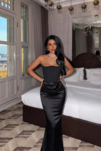 Velora Satin Dress – White
