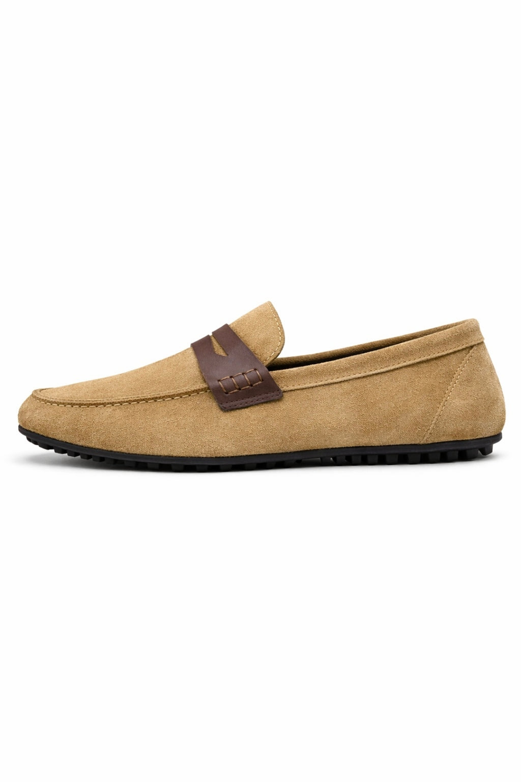 Hazelnut Genuine Suede Ultra Flexible Rubber Sole Loafer