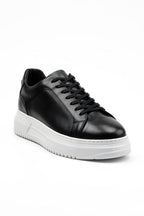 Armin Black 100% Genuine Leather Pool Eva Sole Sneakers