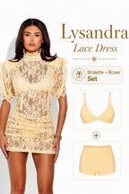 Lysandra Lace Mini Dress & Bralette Boxer 3-Piece Set