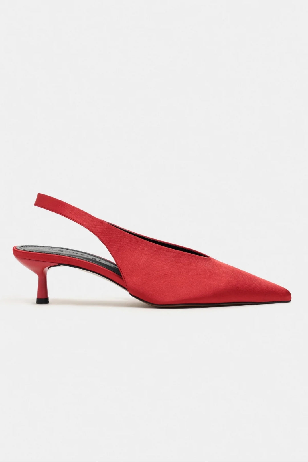 Wilson Slingback Satin Kitten Heels – Red