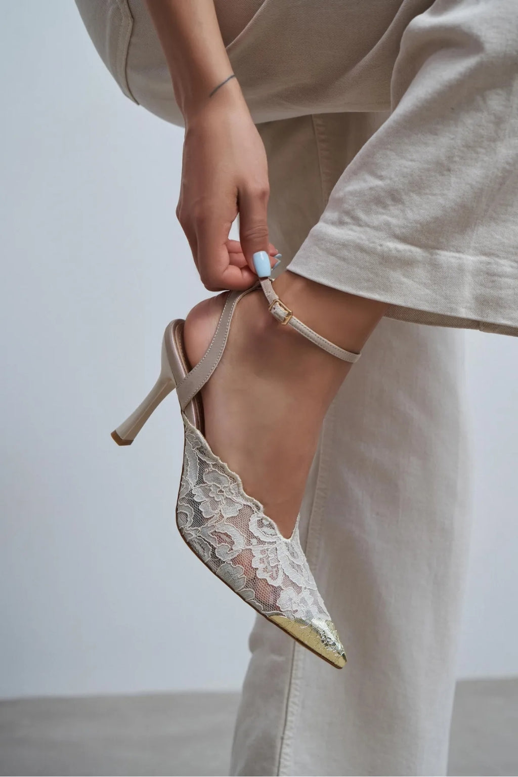 Celestia Royale Lace Couture Ankle Strap Heels – Burgundy