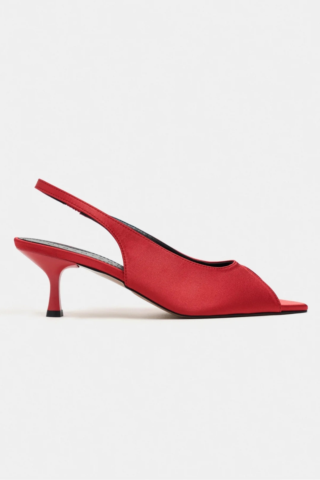 Aurelia Satin Peep-Toe Slingback Kitten Heels – Burgundy Satin