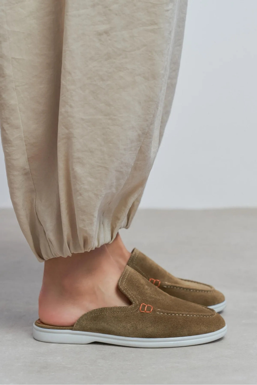 Sorrento – Handcrafted Genuine Suede Leather Mule Loafers – Navy Suede
