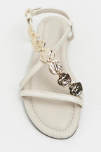 Amalfi Gold Medallion Flat Sandals – Beige