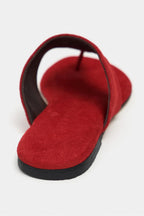 Ravello Handcrafted Genuine Leather Toe-Ring Sandals — Red Suede