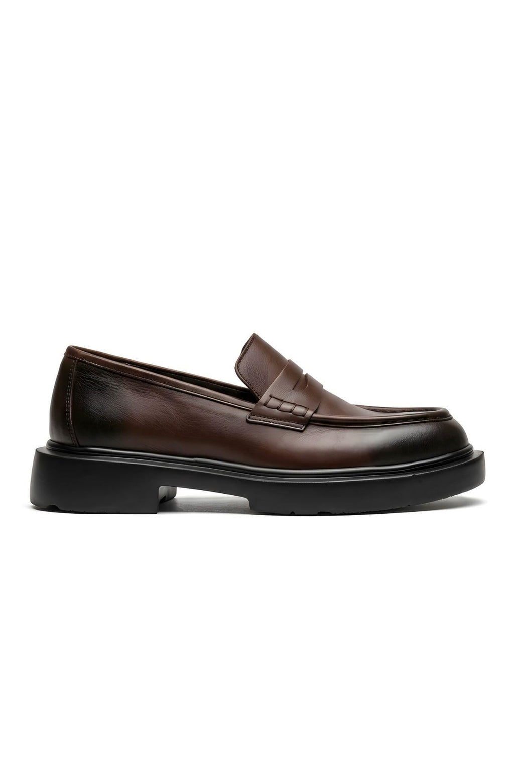 Brown Genuine Leather Penny Loafers