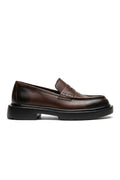 Brown Genuine Leather Penny Loafers