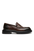 Brown Genuine Leather Penny Loafers