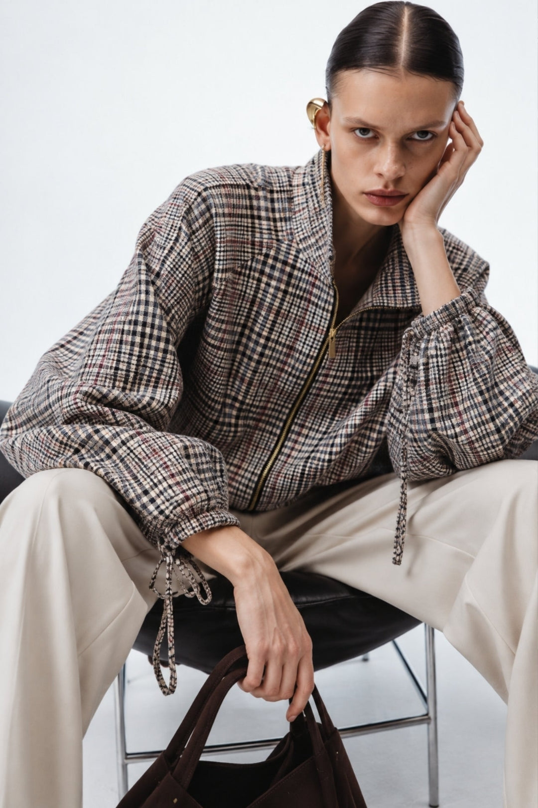 Tavik Checked Drawstring Zip Jacket
