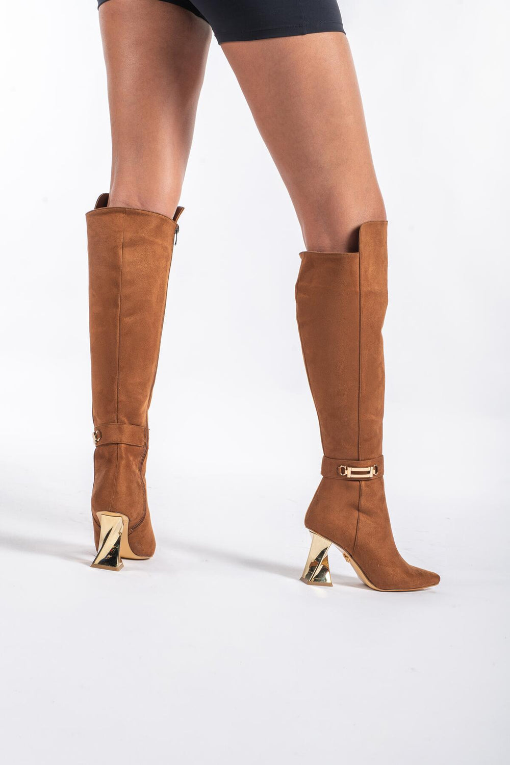 Norevia Buckle-Detail Knee-High Boots – Brown
