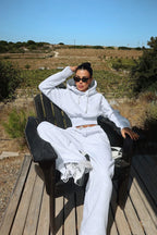 Arden Scarf-Hood Cropped Tracksuit – Smoke Grey