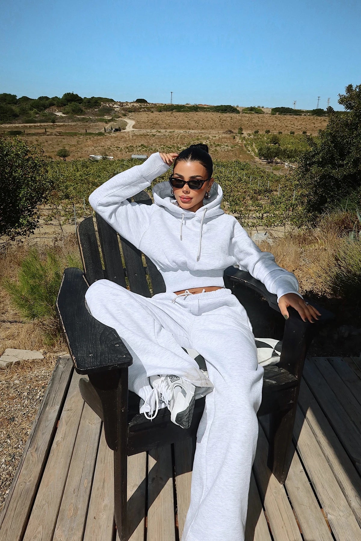 Arden Scarf-Hood Cropped Tracksuit – Smoke Grey