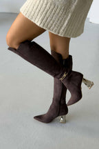 Norevia Buckle-Detail Knee-High Boots – Brown
