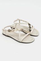 Amalfi Gold Medallion Flat Sandals – Beige