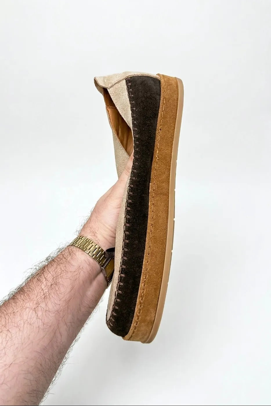 Cassian Two-Tone Leather Casual Sneakers – Beige & Brown