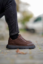 Moreno Kahverengi %100 Hakiki Nubuk Deri 4 CM Eva Taban Sneaker