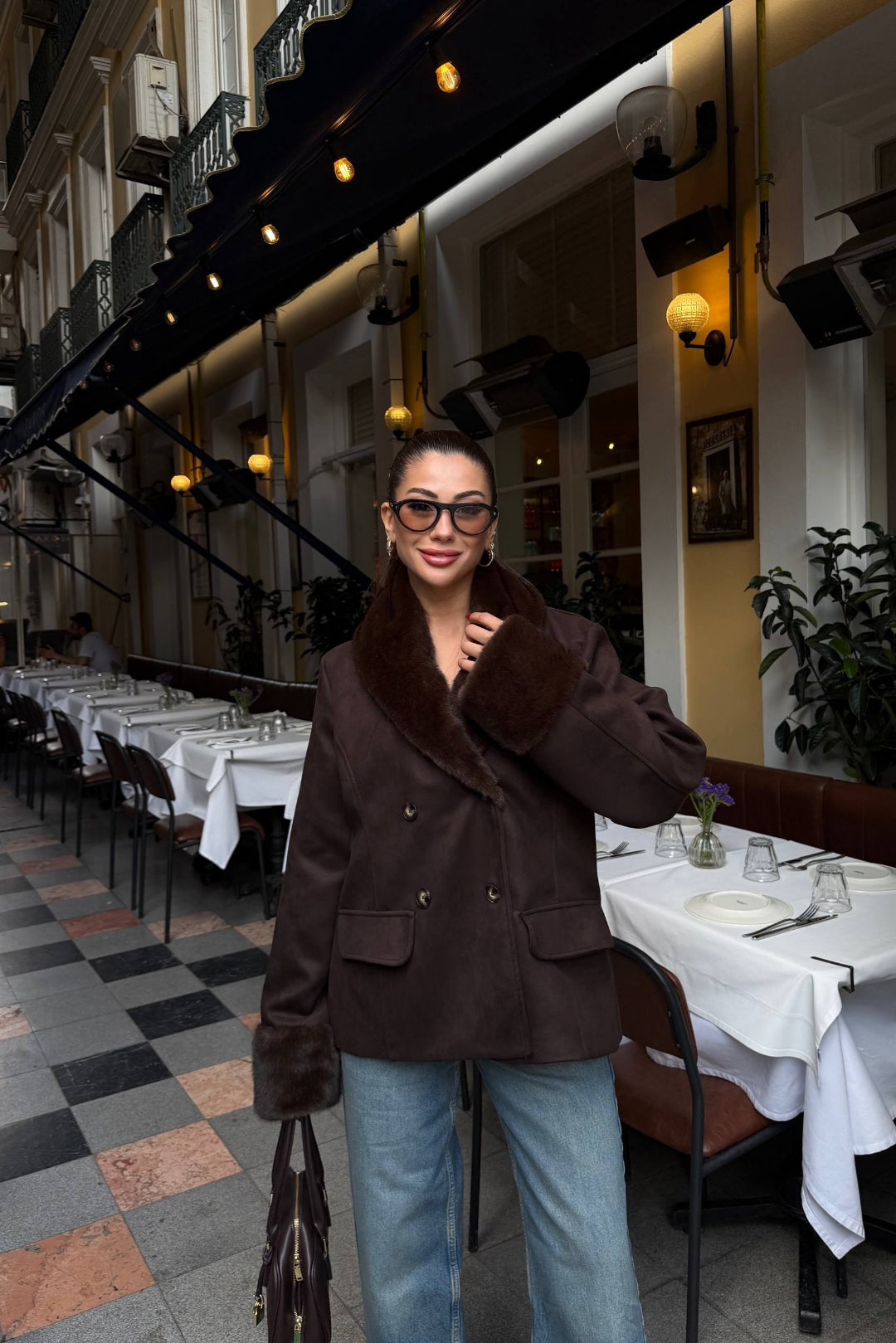 Brumal Faux Suede Fur-Trim Jacket – Bitter Brown