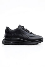 Siyah %100 Hakiki Deri 4 CM İthal Eva Taban Sneaker
