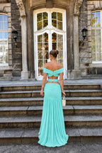 Aveline Azure Draped Tulle Maxi Dress – Aqua Blue