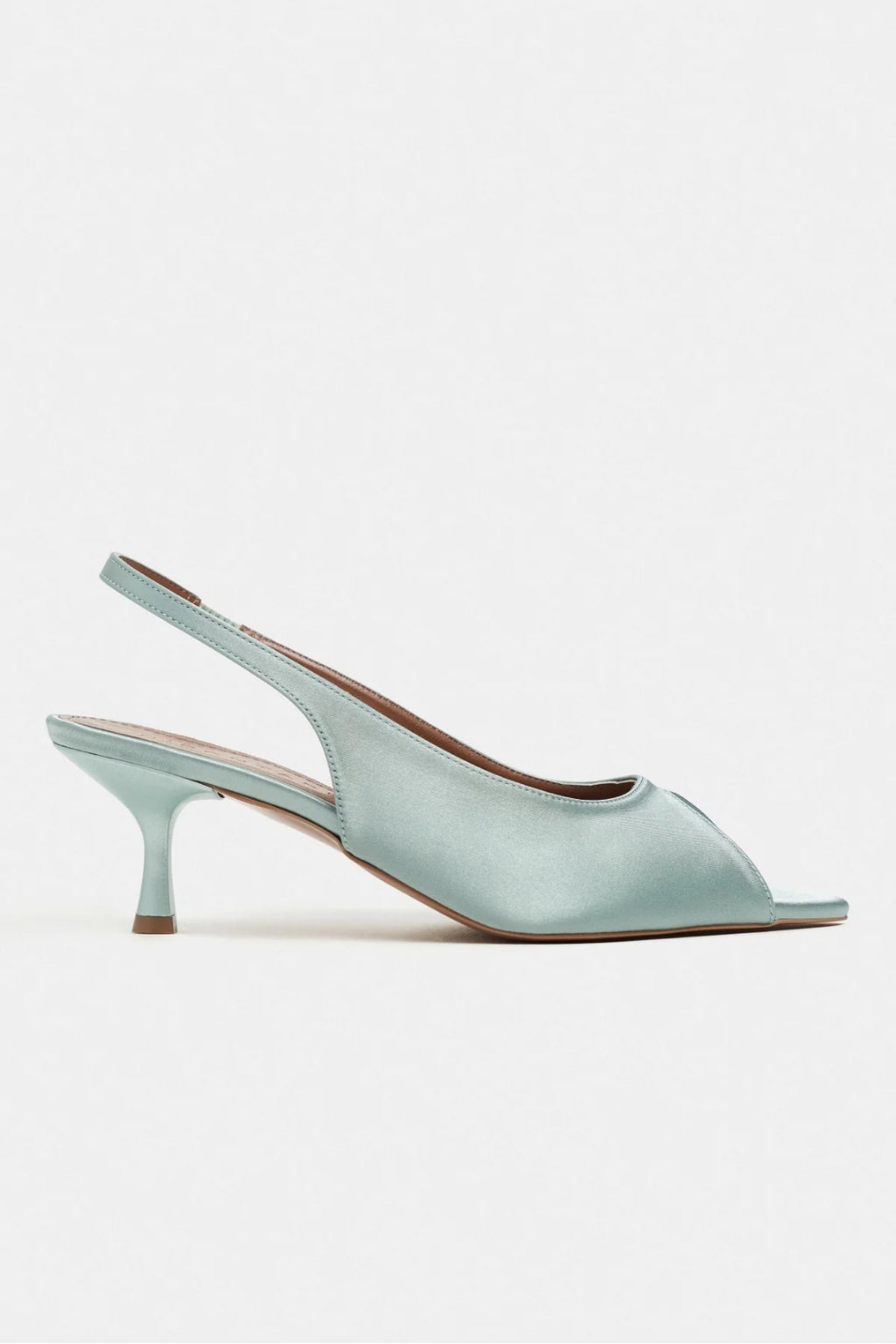Aurelia Satin Peep-Toe Slingback Kitten Heels – Salmon Satin