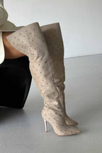 Zavielle Over-the-Knee Stiletto Boots – Metallic Silver