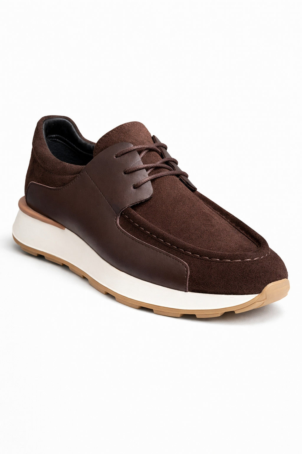 Brown 100% Genuine Leather Ultra Lightweight EVA Sole Sneaker