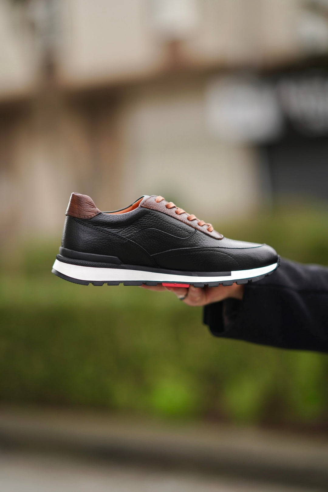 Coffee-Black Genuine Leather Lightweight Thermo Sole Sneaker