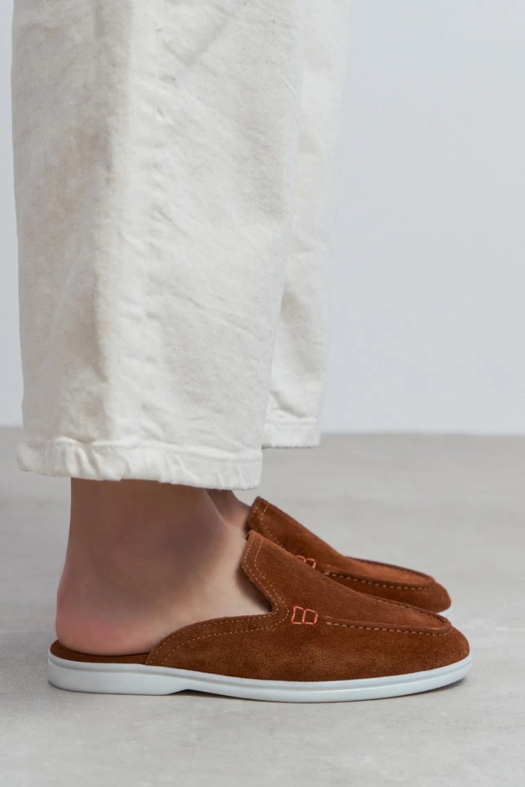 Sorrento – Handcrafted Genuine Suede Leather Mule Loafers – Navy Suede